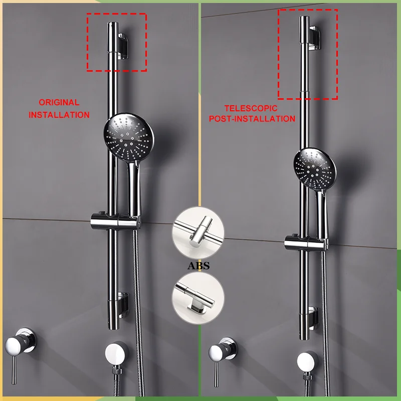 

Bathroom Shower Set, Wall Mounted Chrome 3 Function Handheld Shower Faucet, 1.5M Hose, Adjustable Lifting Rod Set