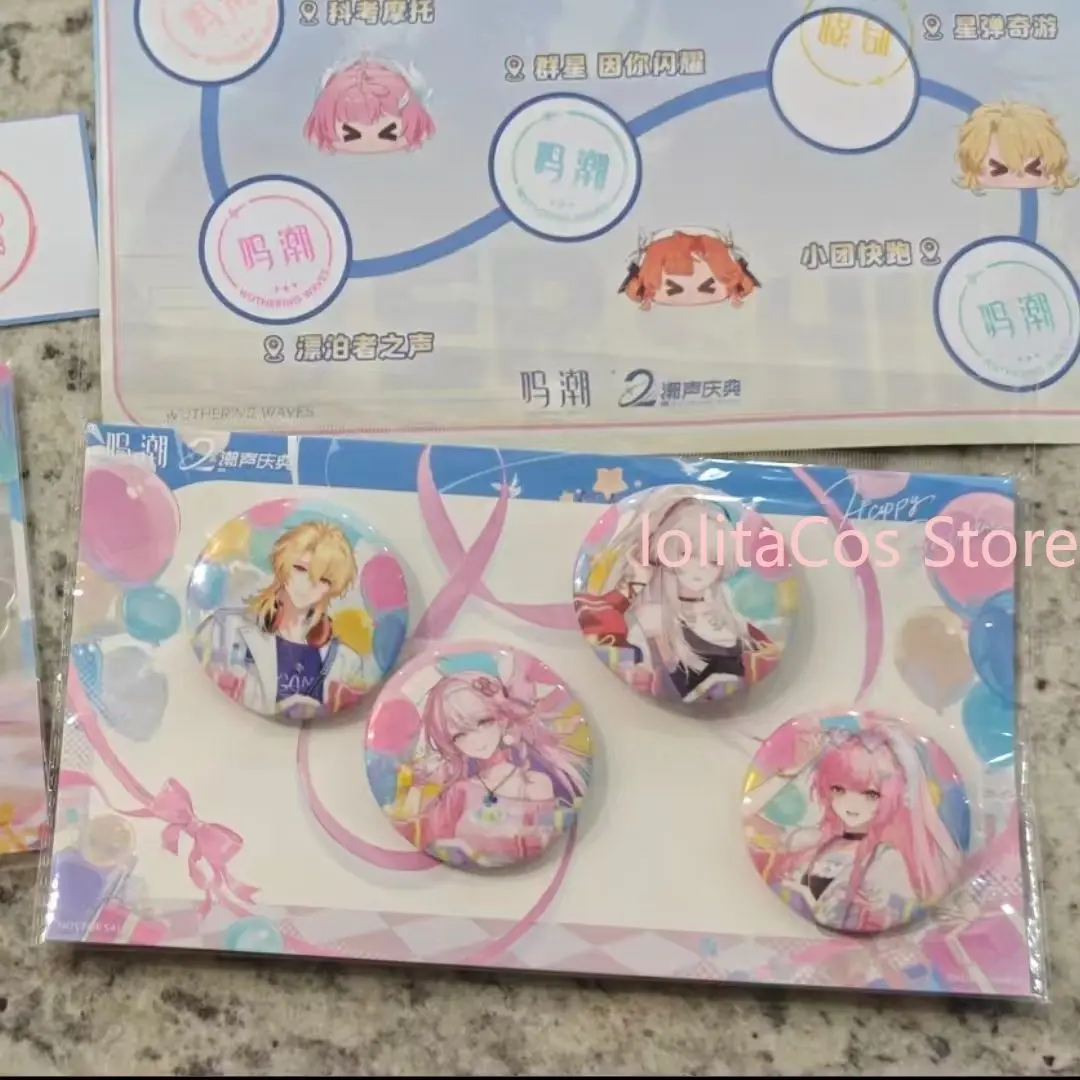 

Wuthering Waves Aemeath Denia Hiyuki Luuk Herssen Anime Double Flash Badge Set Cartoon Brooch Decor Collection Gift Cosplay