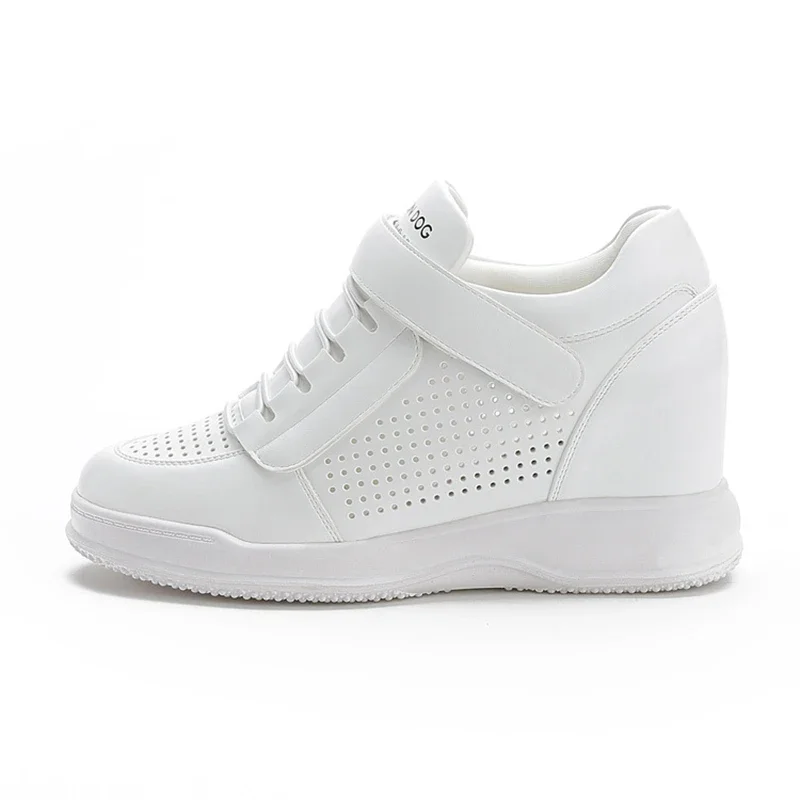 2025 Spring Summer Fashion High top Sneakers Women Flat Platform White Shoes Spring Summer Shoes Height Increasing 7.5cm D347