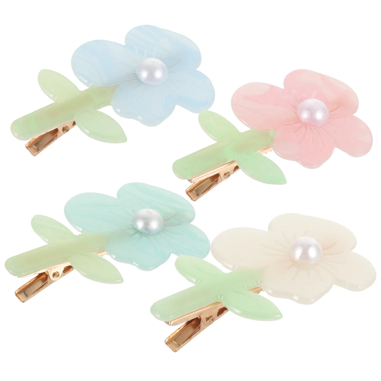 

4Pcs Flower Hair Clips Sturdy Acrylic Floral Barrettes Small Alligator Clips Hair Decorations for Girls Everyday Party Travel