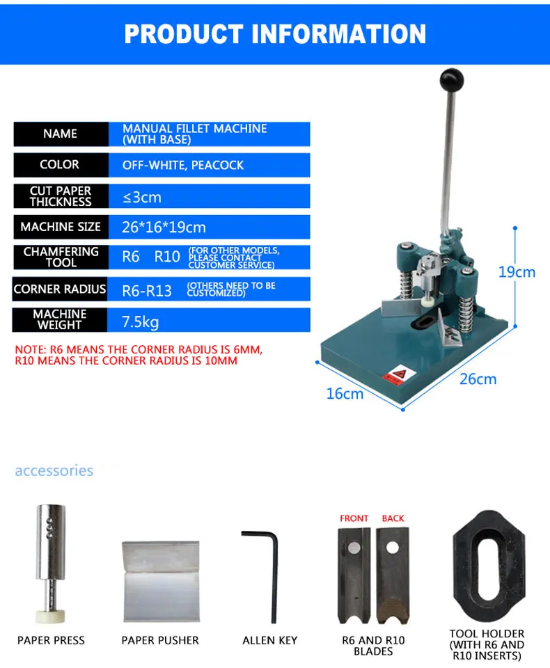 Manual Chamfering Machine heet Trimming Pedicure Machine Cut Round Machine for 3cm thick books, tags, business cards, leather