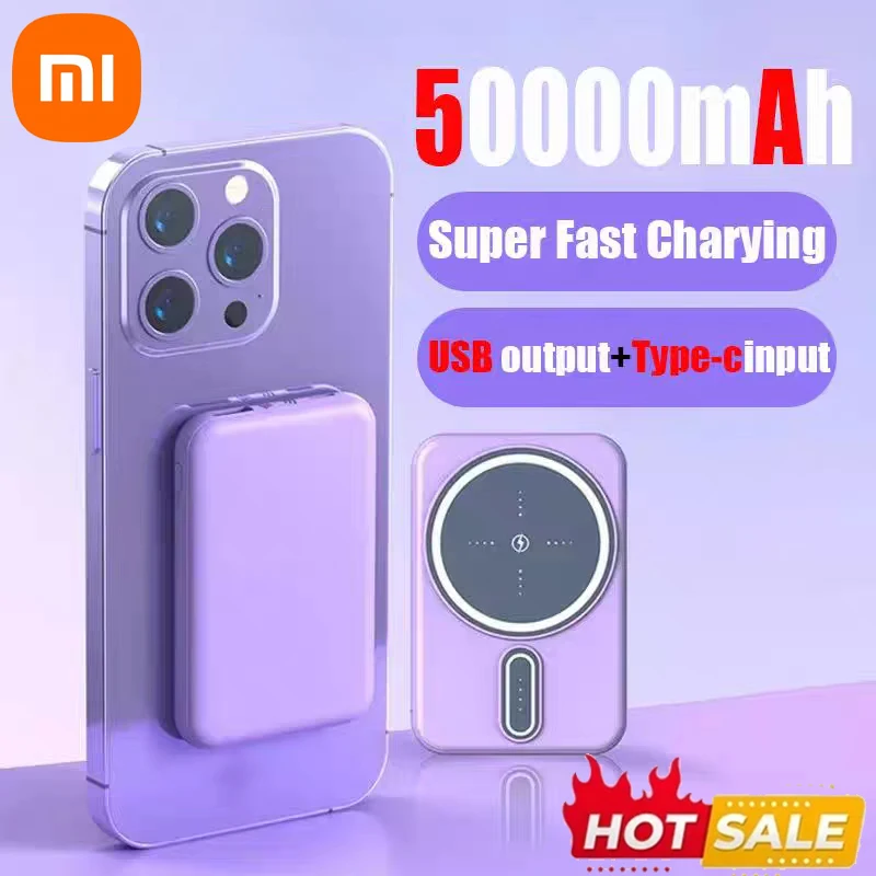 Xiaomi 50000mAh Magnetic Power Bank Wireless High Capacity Ultra-Thin Portable Super Fast Charging For iPhone Samsung Huawei New