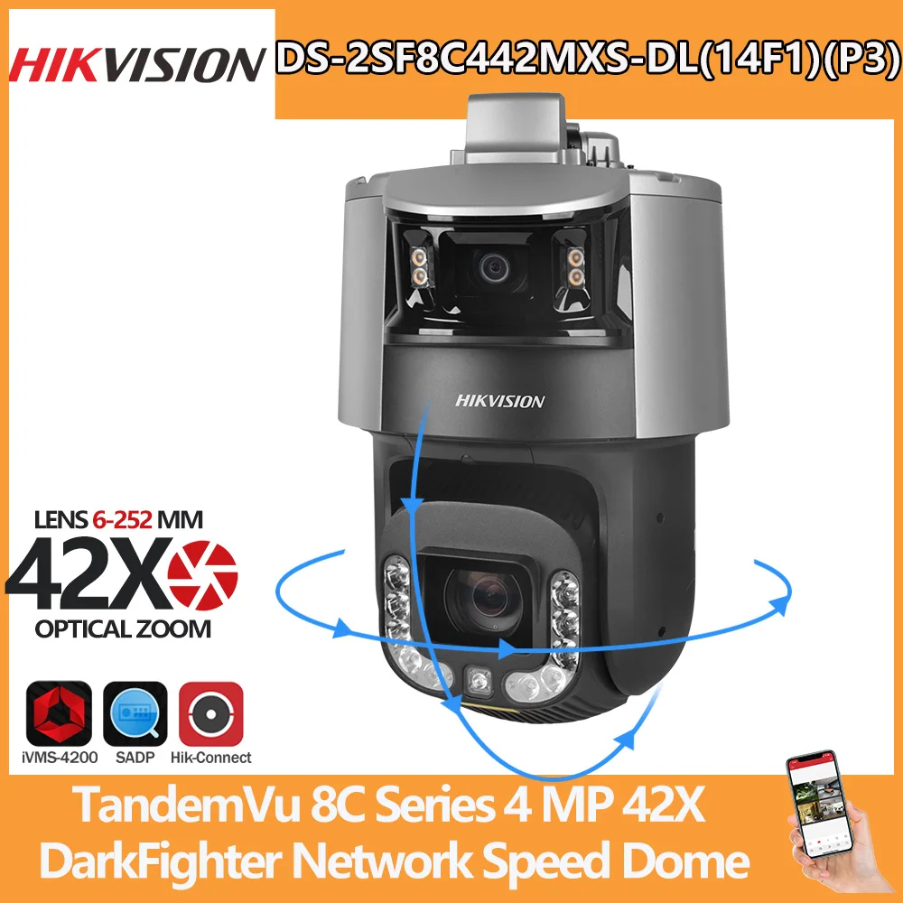 Hikvision PTZ Camera DS-2SF8C442MXS-DL(14F1)(P3) TandemVu 8C Series 4 MP 42X DarkFighter Network Speed Dome Video Surveillance