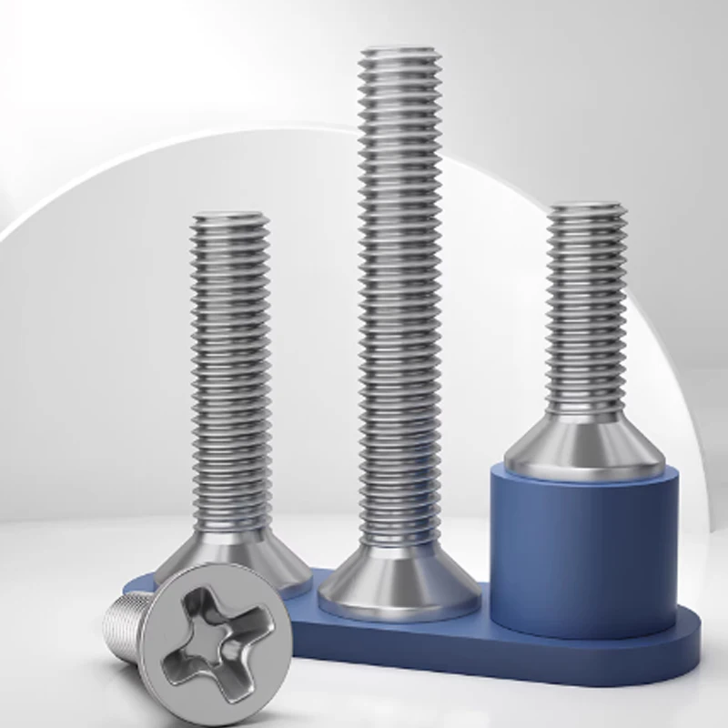 304 Stainless Steel Extended Machine Thread Countersunk Bolt M2.5 M3 Cross Flat Countersunk Head Screw Bolt Length 3/4/5-120mm