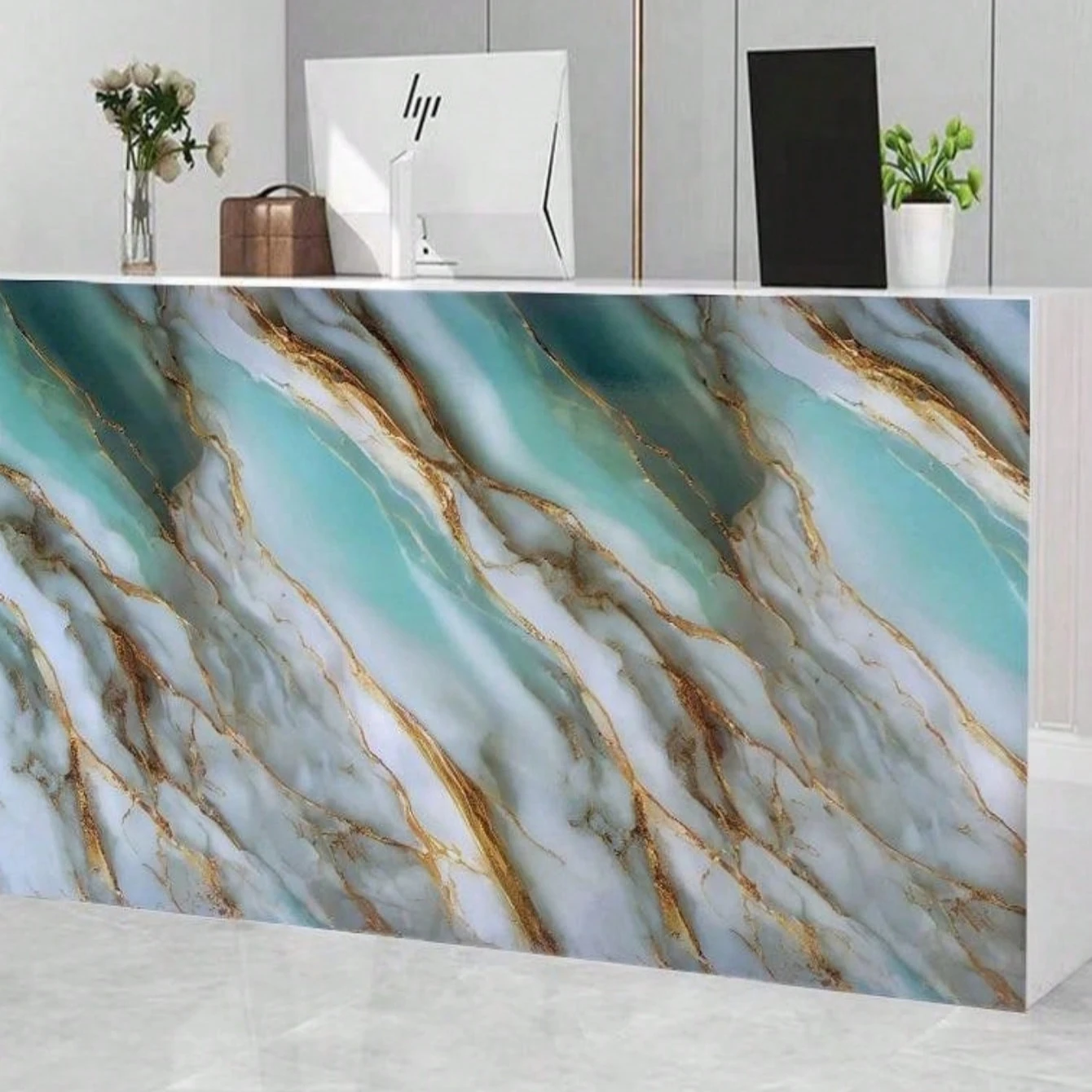 50cm Width Foil Marble Stickers for Home Decor Self Adhesive Waterproof Oil Proof Wallpaper Peel Stick Removable Kitchen Film