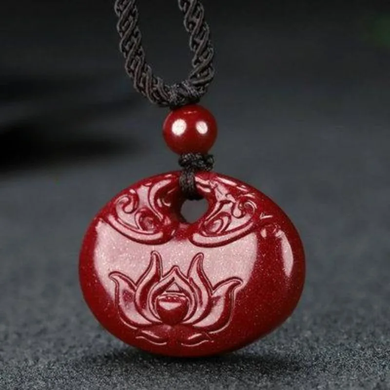 Cinnabar Good Luck Necklace Purple Sand Transfer Ruyi Natal Year Pendant