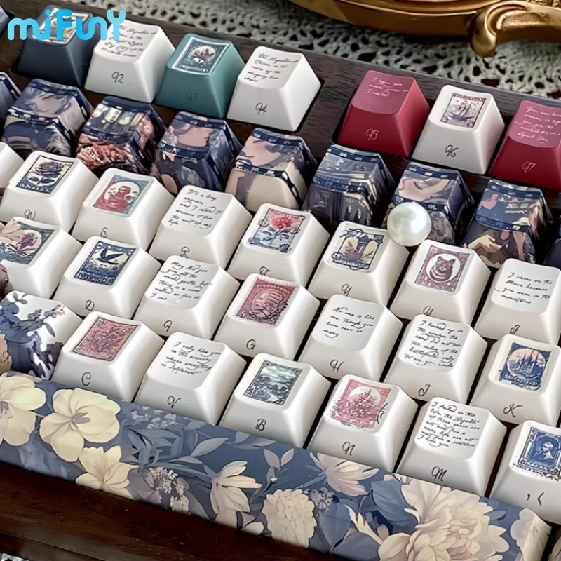 

MiFuny Flowing Charm Keycaps Set Dye-Sub Custom Keycap Compatible with 61/68/75/Split Space Wooding Key Caps Mechanical Keyboard