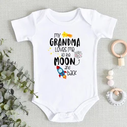 Baby Boys Girls Bodysuits My Grandma Loves Me To The Moon and Back Letter Print Infant Romper Cute Short Sleeve Cotton Jumpsuits