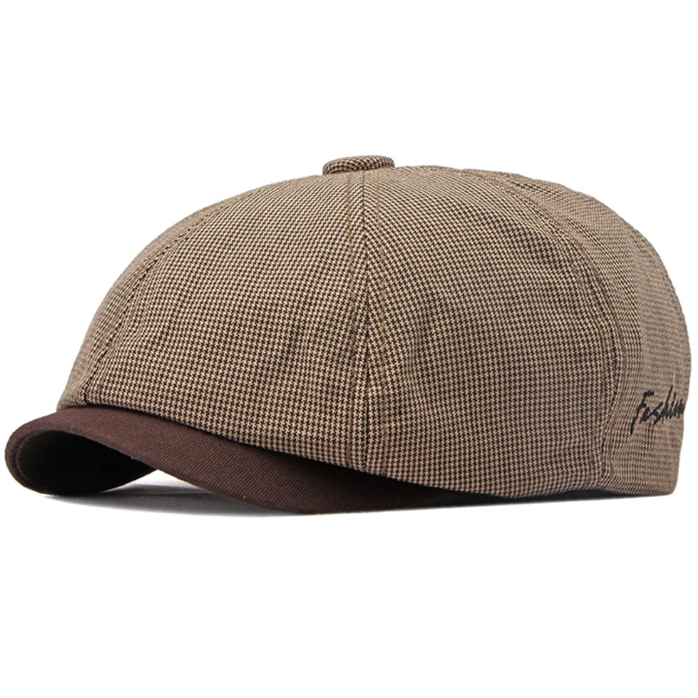 HT4168 Berety Wiosenne Letnie Czapki dla Mężczyzn Kobiety Artysta Malarz Ośmiokątny Beret Płaska Czapka Męska Kobieta Beret w kratę
