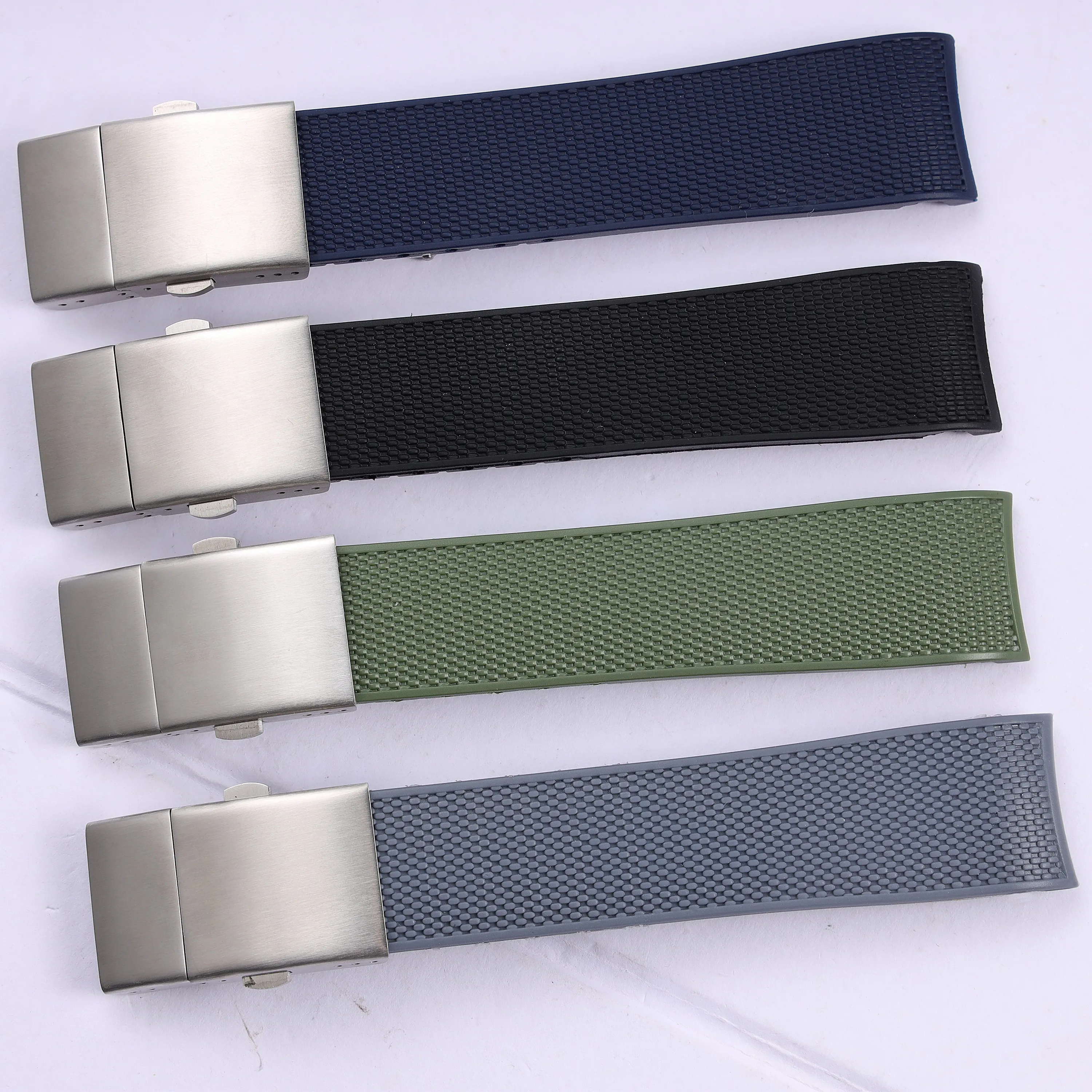 

19mm 20mm 21mm Curved End Rubber Silicone Watchband for Longines Conquest HydroConquest L3.782 VHP Strap Black Soft Watch Band