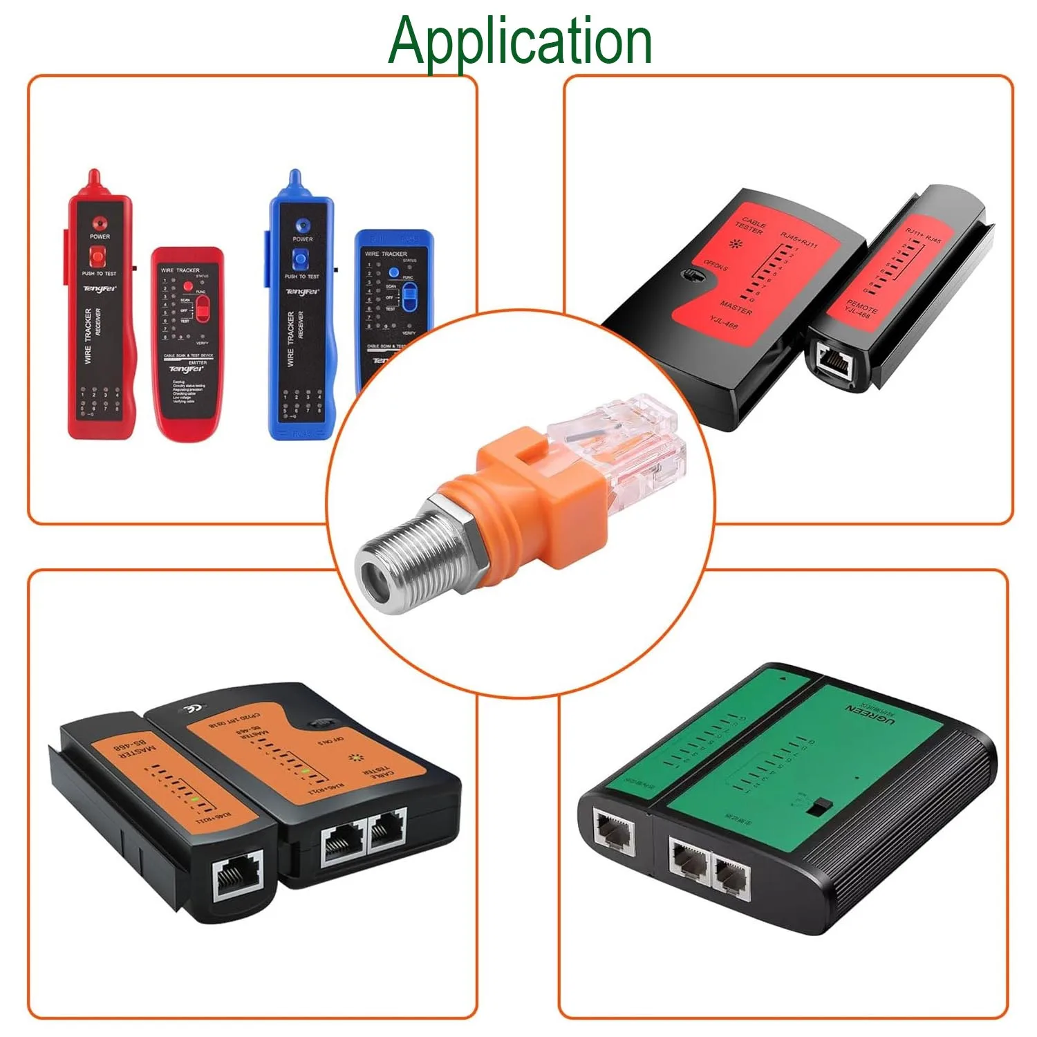 Conector hembra RF tipo F a enchufe macho RJ45, acoplador de barril Coaxial Ethernet, conector adaptador Coaxial para probador de línea, 10 Uds.