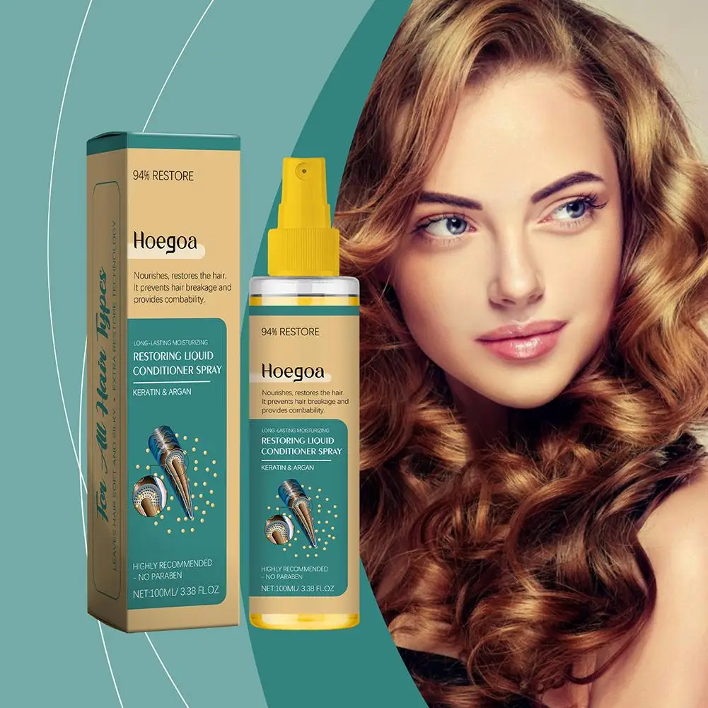 

Keratin Argan Leave-In Conditioner Spray 100 ml - For Deep Repair Shine Anti-Frizz Anti-Split Ends All Hair Types D1B1