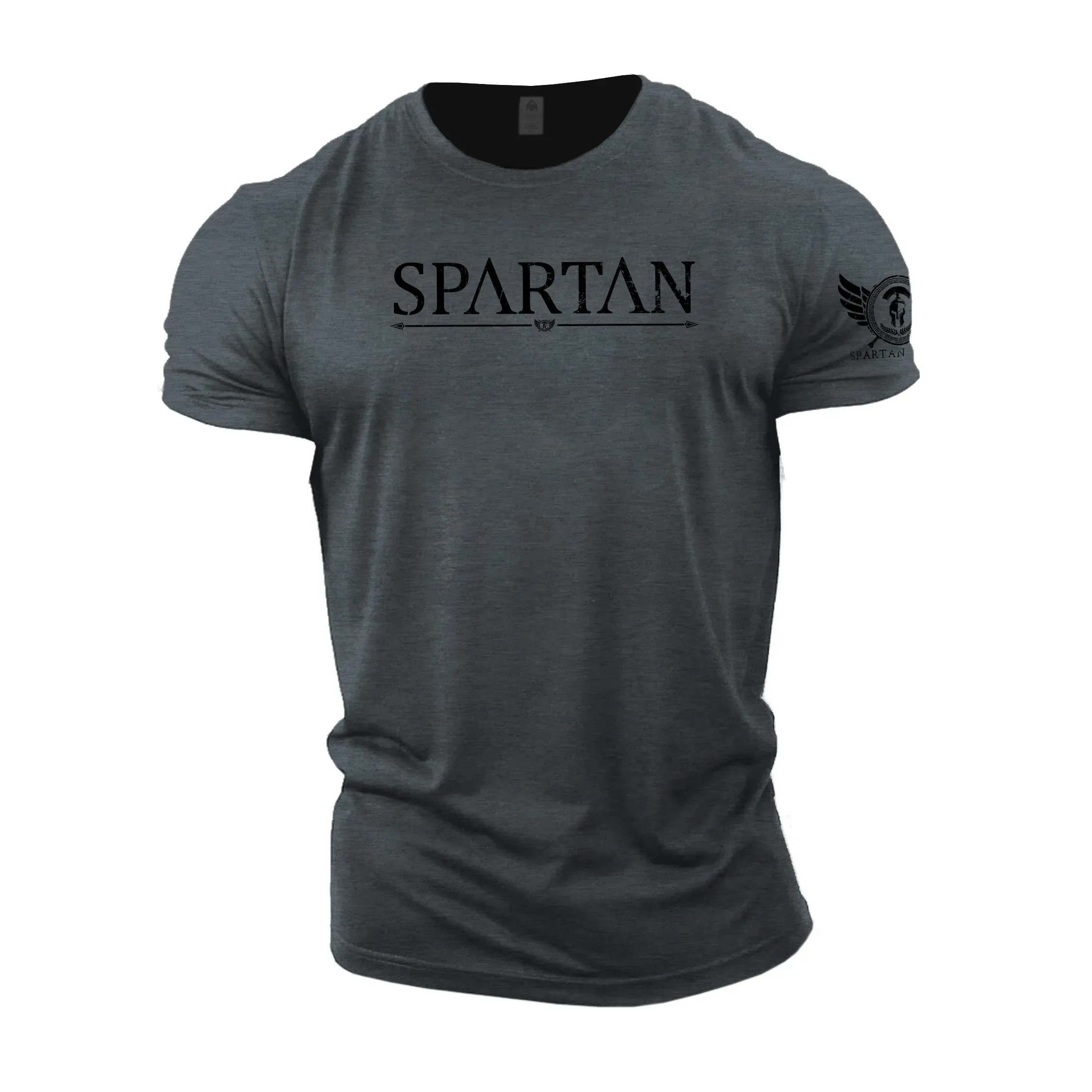 Spartan Letter Printed Summer Men\'s T-shirt Simple and Versatile Polyester Yellow short sleeved Oversized T-shirt Top