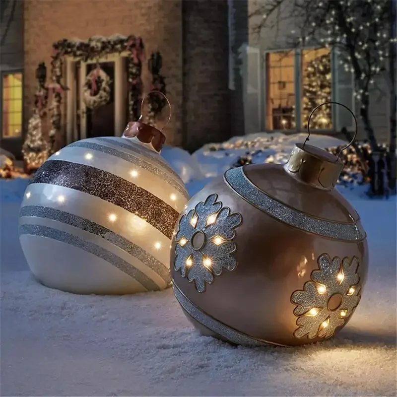 60CM Christmas Inflatable Ball Decorated Ball PVC Giant Big Large Balls Xmas Tree Decorations Toy Ball Without Light Ornament