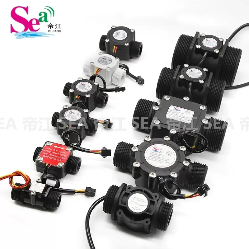 SEA/ZHONGJIANG Liquid Flow Sensors DN25-DN50 1-200L/min 3.5-24V Large Water Flowmeter Counter Nylon Hall Sensor Switch NPN