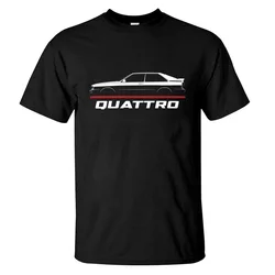 カジュアルaudiquattro 1980-1991カー愛好家Tシャツ、グラフィックサマー半袖、綿100% 、S-3XL、男性用クールTシャツ、2024