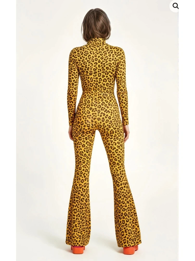 Damen-Jumpsuit mit ausgestellten Schlaghosenbeinen, geometrischem Schmetterlings-Skelett-Muster, figurbetont, Catsuit, Festival-, Rave-, Halloween-Cosplay-Outfit – Detail 15