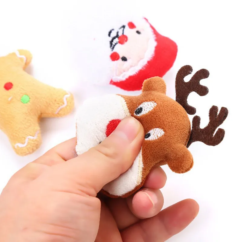 Pet Dog Toy Plush Chewing Toy Santa Elk Gingerbread Man Cat Dog Christmas Cartoon Dog Toy Puppy Teething Toys Pet Supplies