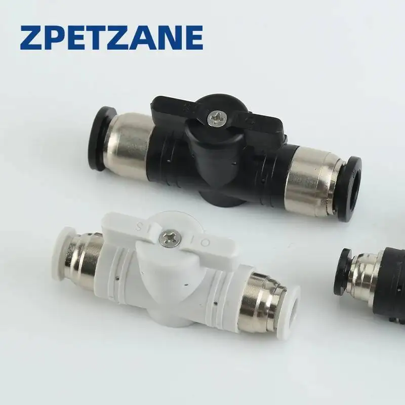 2pcs BUC Pneumatic Hand Valve Switch Quick Fittings Joint Adapter Push Lock 2-way Plug-in Air Control Hose Connection