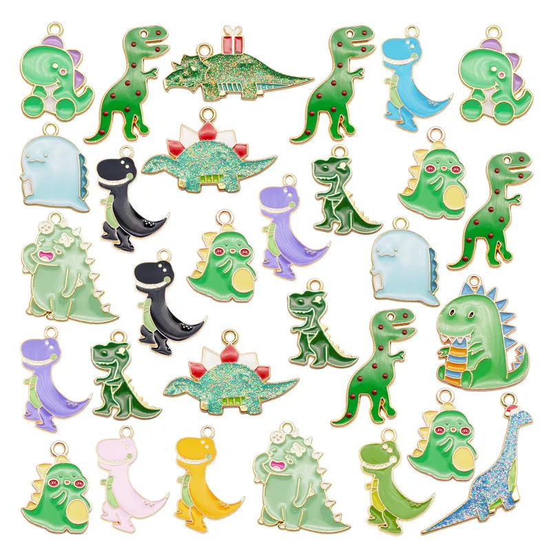 

Julie Wang 16PCS Enamel Cartoon Dinosaur Charms Random Mixed Pendants Bracket Earrings Jewelry Making Necklace Accessory