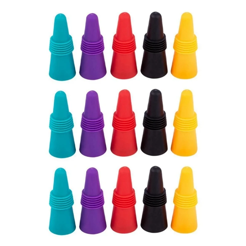 

15PCS Silicone Wine And Beverage Bottle Cap Set Leak Proof Champagne Bottles Sealer Stoppers Wine Cork Saver Stopper Durable