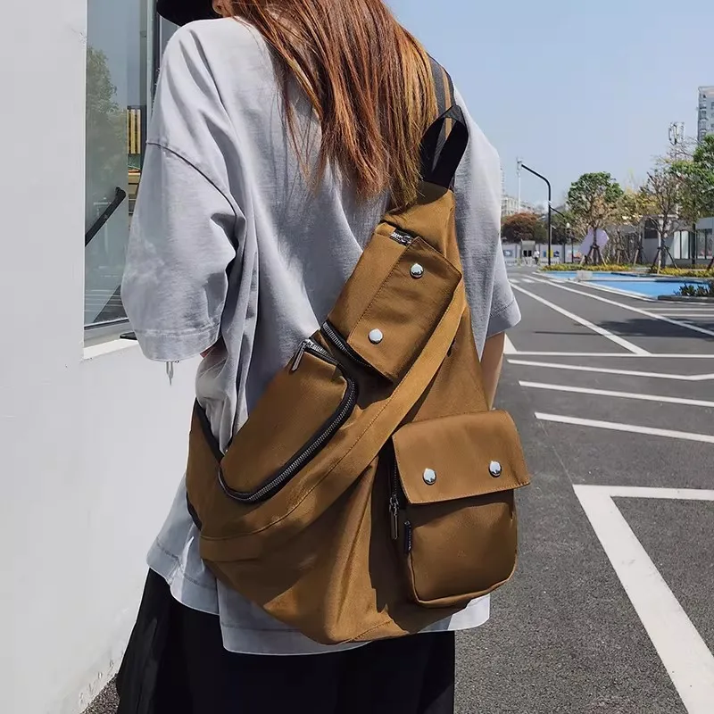 

Large Capacity Waterproof Crossbody Bag Multi-pockets Chest Bag for Men Casual Techwear Black Bag for Travel, Hiking, Daily Use