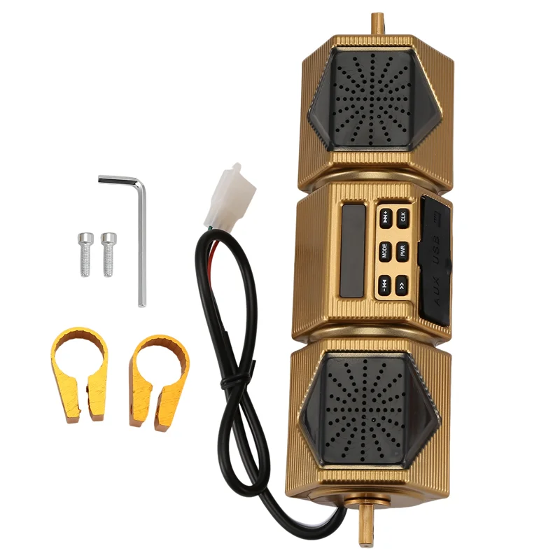 

Мотоциклетный MP3-плеер, динамик на руль, Bluetooth, музыка, FM-радио, водонепроницаемый регулируемый кронштейн, велосипедное аудио стерео 12 В