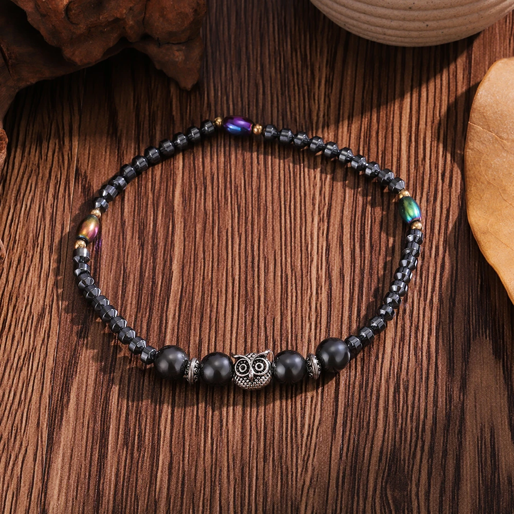 Weight Loss Magnet Anklets for Women Men Owl Animals Stone Magnetic Therapy Bracelets Anklet Pain Relief Slimming Health Jewelry