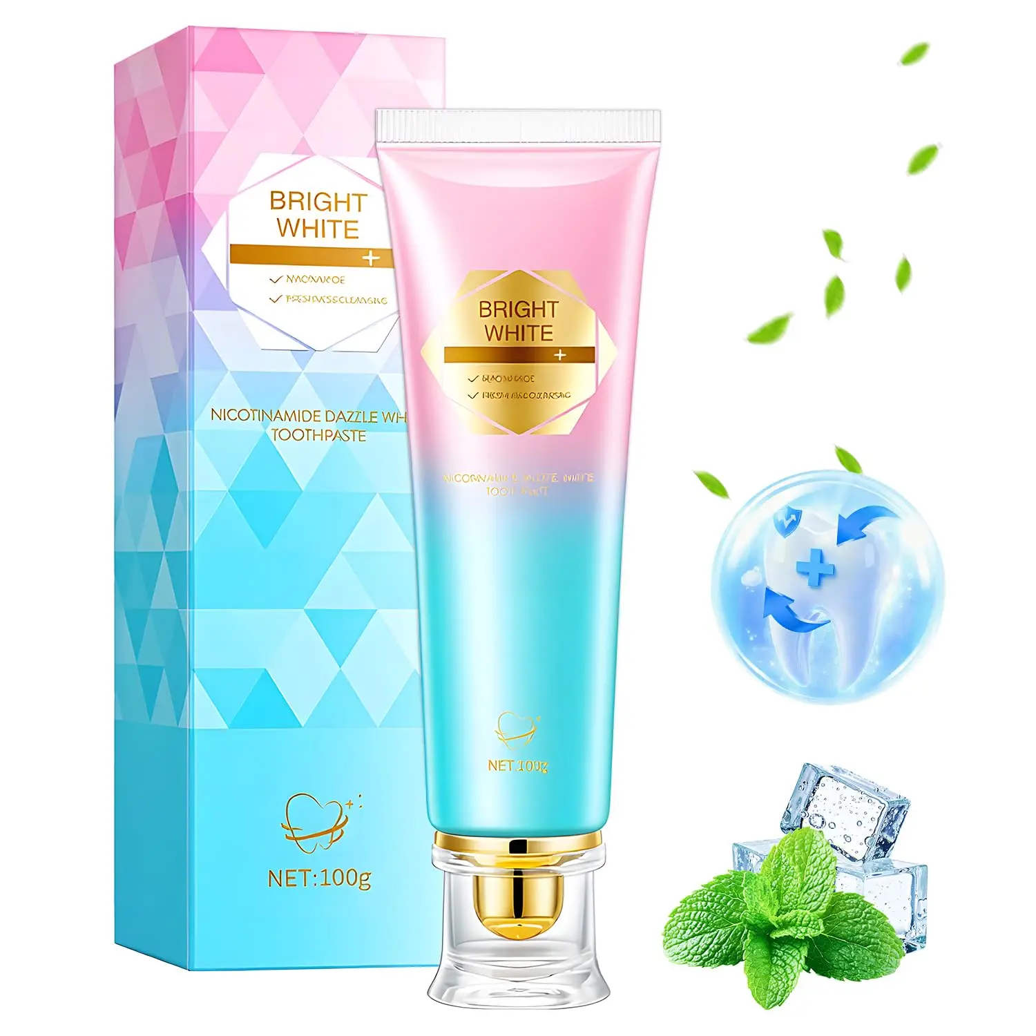 

Зубная паста с ниацинамидом, 100 г, отбеливающая, для свежего дыхания, интенсивно отбеливает зубы, защищает эмаль, удаляет пятна, для ежедневного ухода за полостью рта