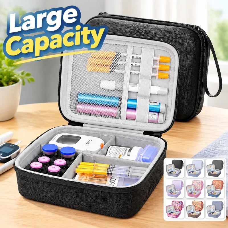 Spacious Insulin Storage Pouch Glucose Meter Organizer Multi-purpose Handheld Container Household Journey Medic Supply Carry