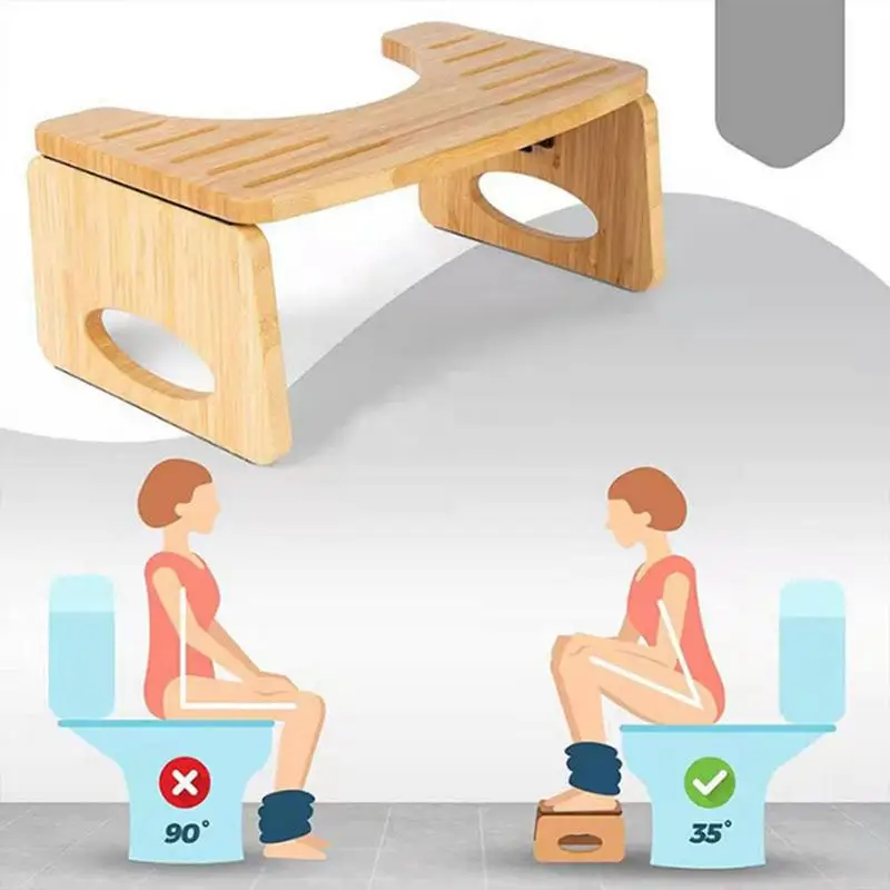 Foldable Toilet Stool Small Squatting Stool Collapsible Wooden household bathroom stool for Kids and Adults Sturdy Potty Stool