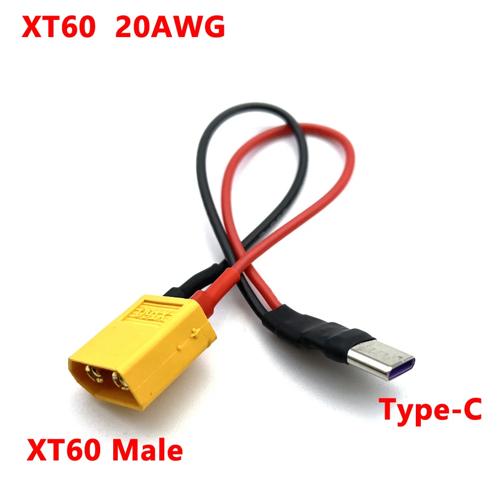 XT60 Male Plug To Type-C With 12cm 20awg Silicone Wire Connector Power Adapter Cable for ISDT PD60 RC Drone Quadcopter