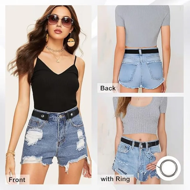 Cinto elástico sem fivela, invisível, ajustável para jeans e vestidos, ajuste confortável, universal para mulheres e homens, 1/2 peças
