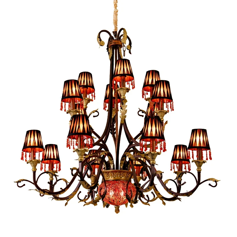 New Year's holiday celebration retro chandelier European and American crystal red lamp restaurant decoration atmosphere light