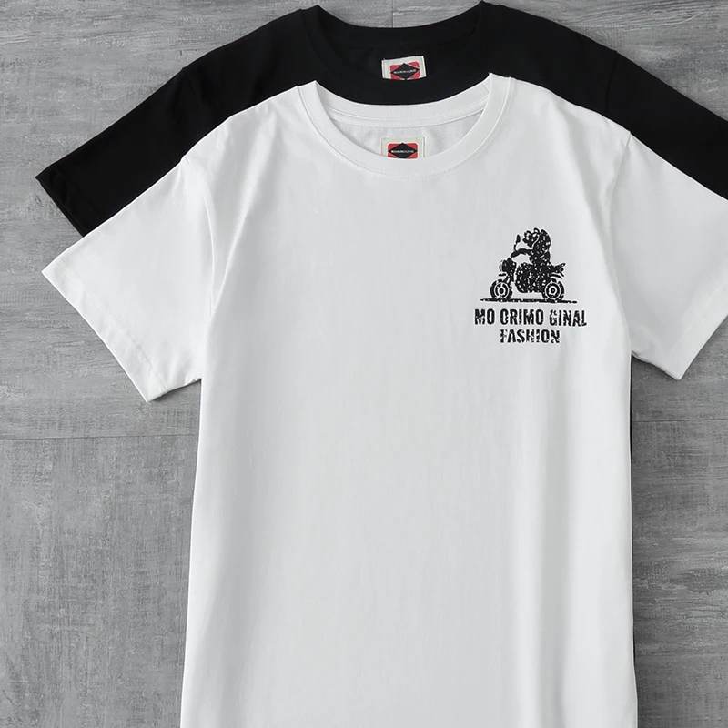 

Summer Japanese Retro Heavyweight Short Sleeve Double Sided Printed T-shirt Men's Fashion 100% Cotton Washed Loose Casual Tops