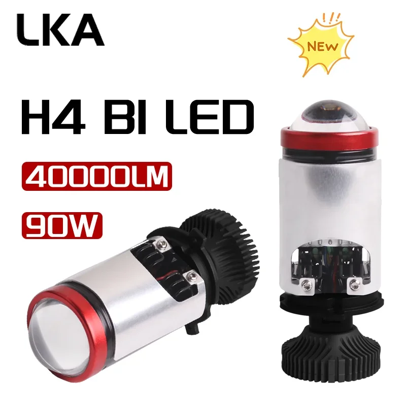 LKA Shipping from Russia 2pcs H4 Led Projector Headlight Lens 90W Car Bulbs Low High Beam Mini H4 Plug and Play Car Led Lights