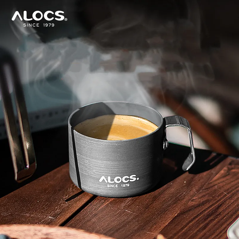 Outdoor Camping Coffee Cup ALOCS Aluminum Alloy Hanging Wall With Handle Anti-fall Lightweight Portable Simple Drinking Tea Cup