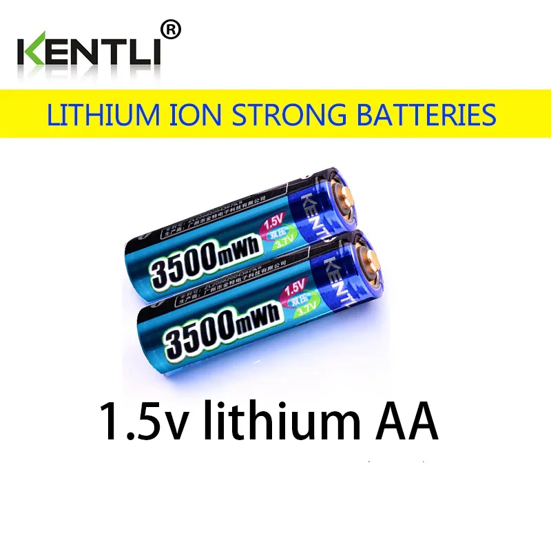켄틀리 1.5V aa 3500mWh 리튬 이온 충전식 배터리 / 4 슬롯 폴리머 리튬 이온 배터리 충전기