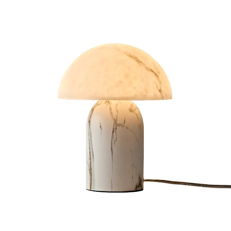 

Wabi Sandy Wind Bedroom Bedside Lamp Advanced Art Medieval Study Atmosphere Living Room Marble Vintage Mushroom Desk Lamp