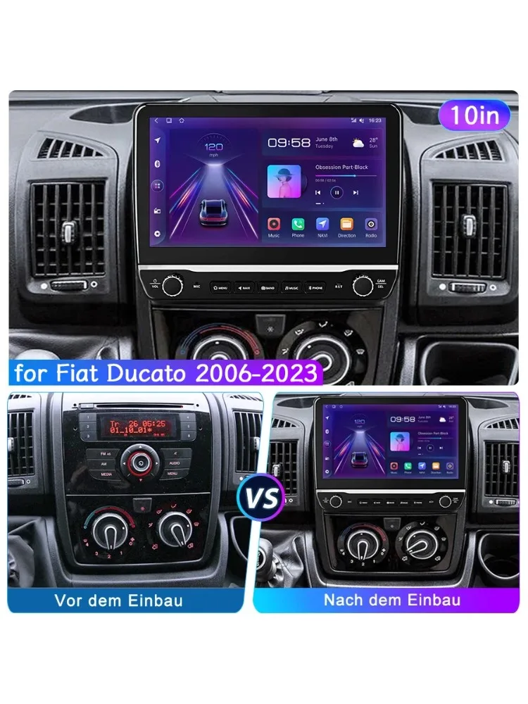 Navigatie Android 15 10'' voor Fiat Ducato Peugeot Boxer Citroen Jumper 2006-2023 voor CarPlay Android Auto 2+64GB Multimedia - afbeelding 2