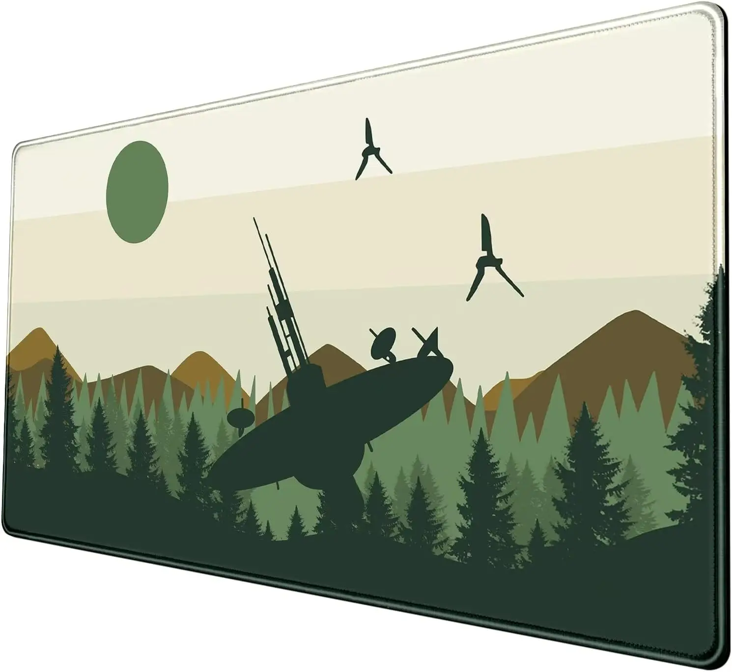 Spaceship XXL Gaming Mouse Pad – Non-Slip Rubber Base, Full-Size Extended Desk Mat for Keyboard & Mouse