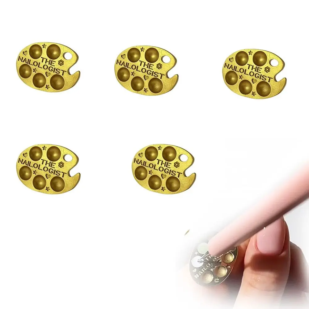 

5Pcs Mini Wearable Finger Fingertip Gold DIY Nail Paint Art Palette Resin Nail Art Palette Ring Nail Polish Palette