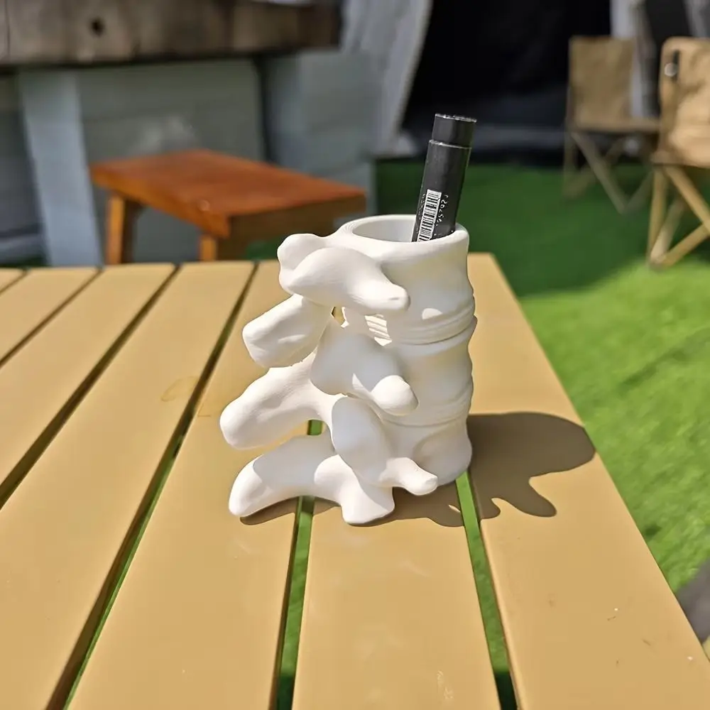 3D Printed Spine Shape Pen Holder Funny Decorative Spine Vertebrae Pen Holder Plastic Simulation Spine Brush Holder Doctors