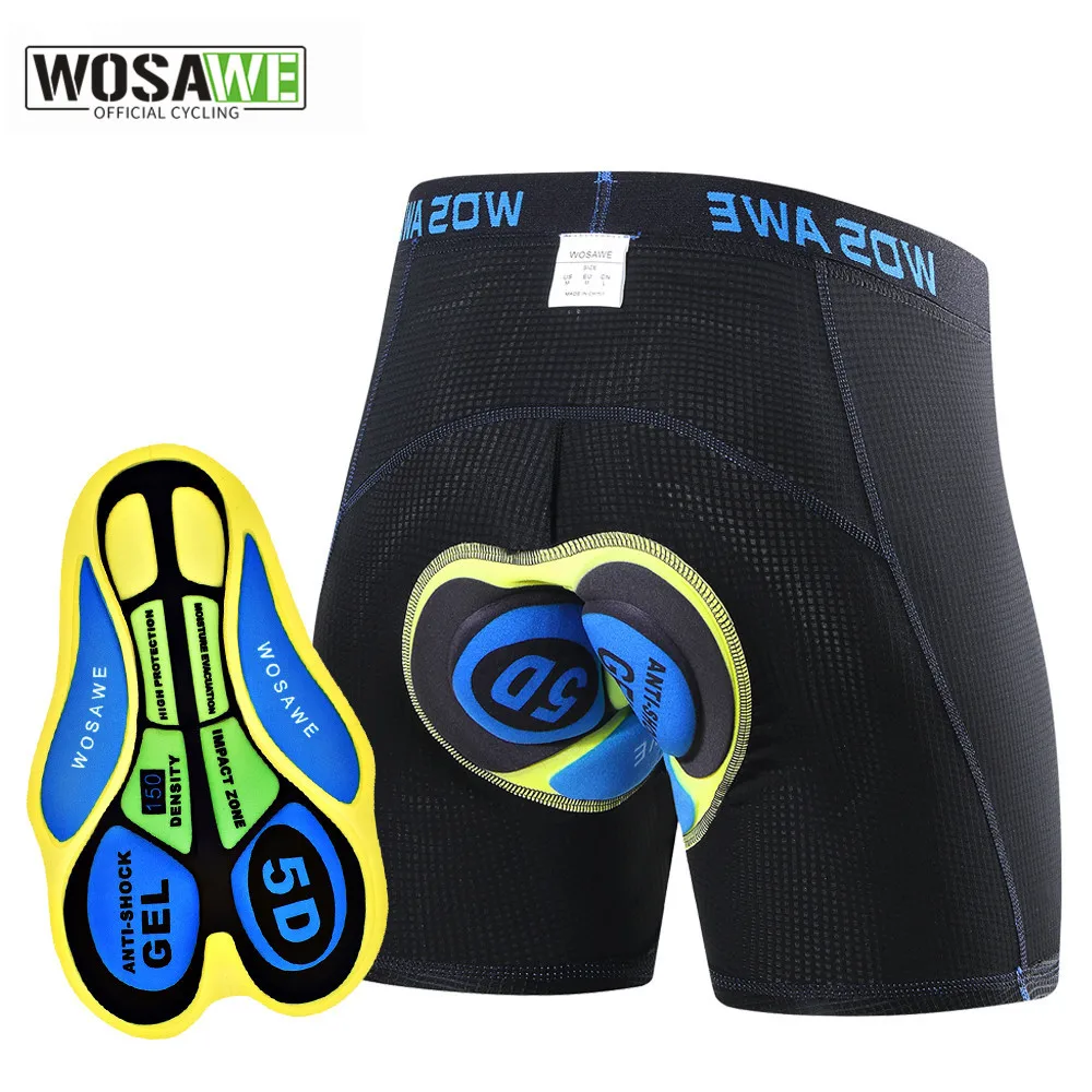 WOSAWE Men's Cycling Underwear 5D Padded MTB Biking Shorts Breathable Moisture Wicking Quick Dry Shockproof MTB Bike Shorts