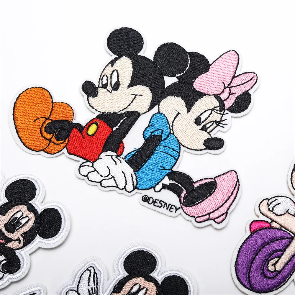 Mickey Mouse Minnie Patches DIY Sew Miniso Fabric Iron on Patch Diy Decor Clothes T shirt Cartoon Embroidered Applique