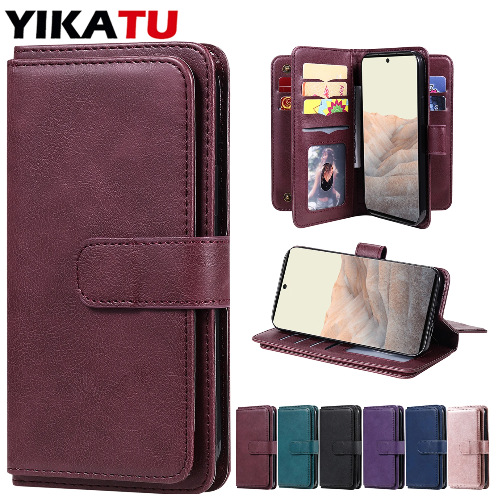 

Leather Wallet Case For Google Pixel 6 / 6 Pro / 7 / 7 Pro / 7A / 8 / 8 Pro / 8A / 9 / 9 Pro / 9 Pro XL Coque Flip Phone Cover