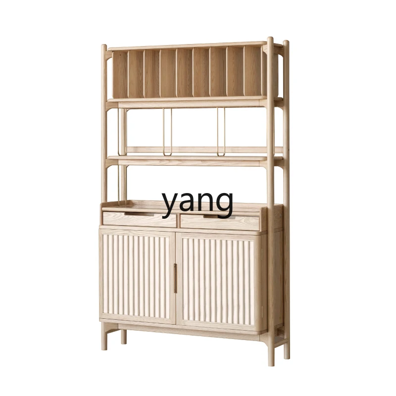 Yjq Living Room Floor Dust-Proof Solid Wood Bookcase with Door Silent Wind Combination Display