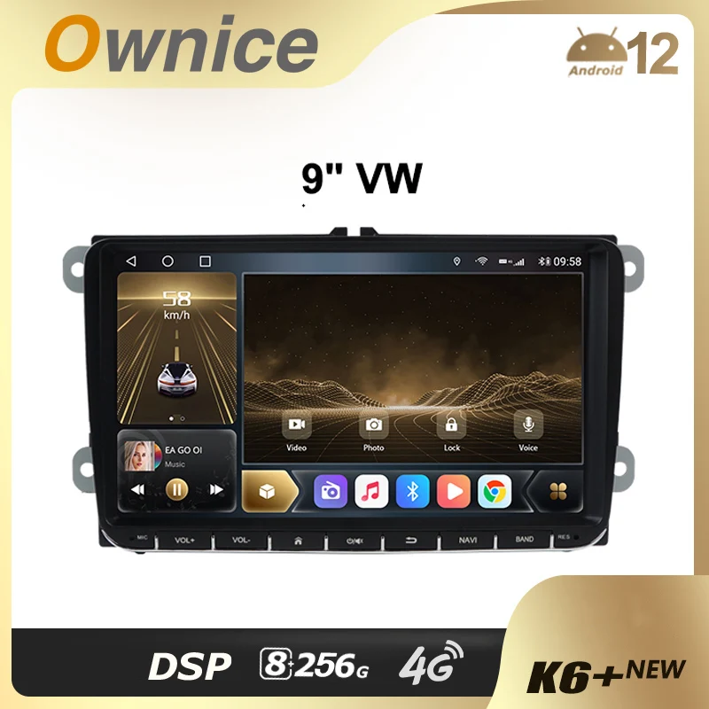 Ownice K6 Plus  Android 12 Car radio Setero for  VW Golf Polo Tiguan Passat b7 b6 skoda rapid octavia  Auto Audio 360 5G Wifi