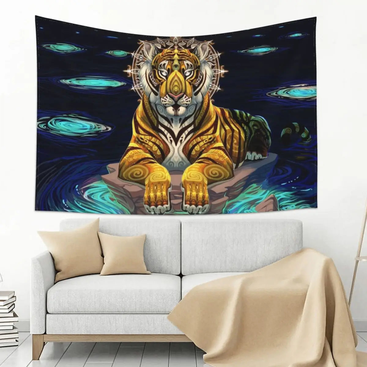

Tiger Sun God Tapestry Aesthetic Home Decor Room Decor Korean Style Art Mural Wall Coverings Tapestry