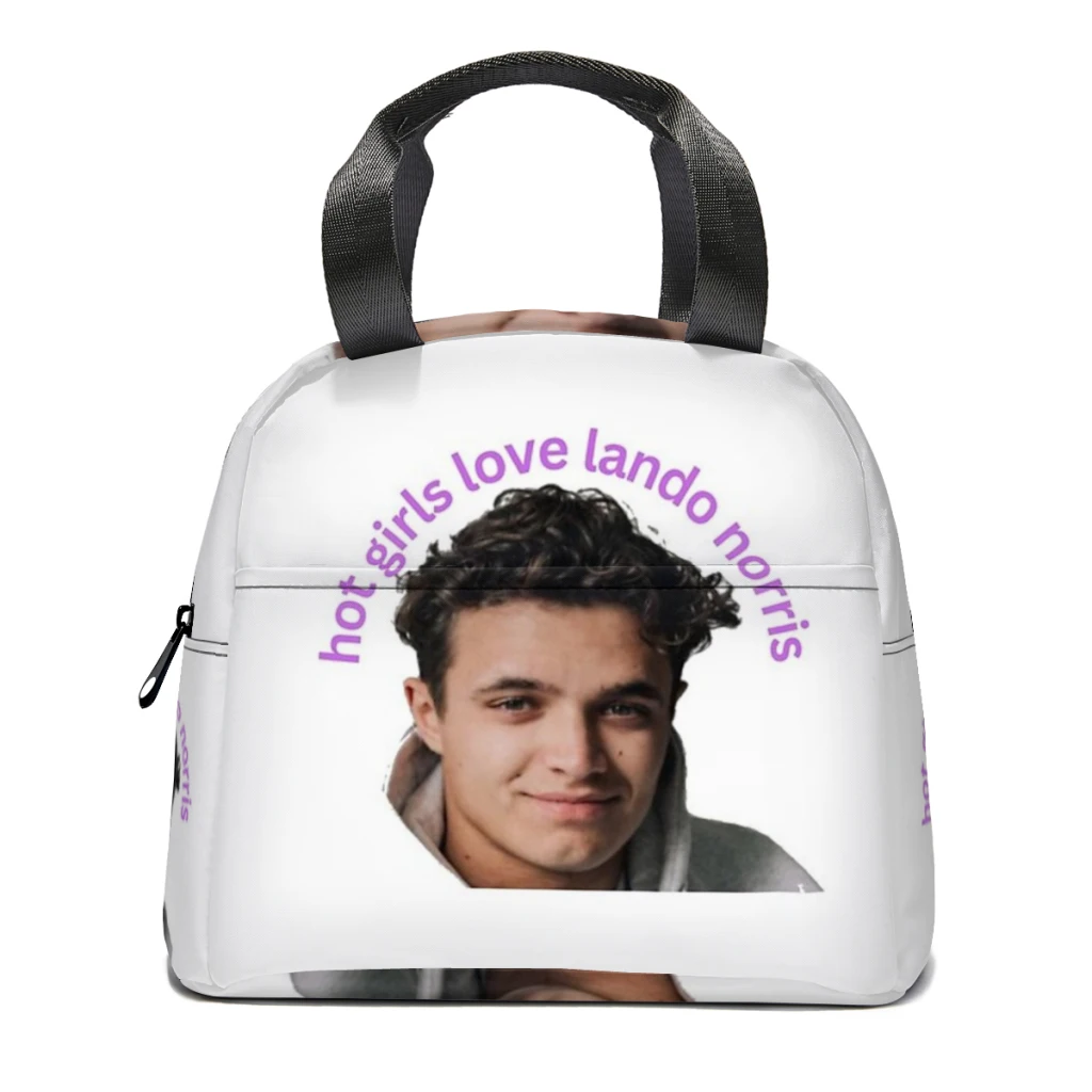 

Hot Girls Love Lando Norris - Formula One Portable Lunch Bag Food Thermal Box Durable Cooler Lunchbox with Shoulder Strap